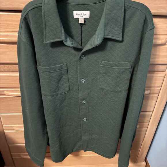 Goodfellow & Co. Warm button Up Quilted shirt Jacket GreenPolished Leaf XL - Picture 2 of 9